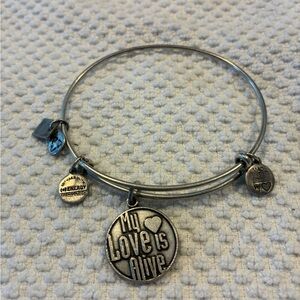 Silver Alex and Ani “My Love is Alive” Charm Bangle Bracelet